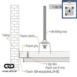 Thanh Shadowline 9mm, 12.5mm (nhôm, màu trắng)